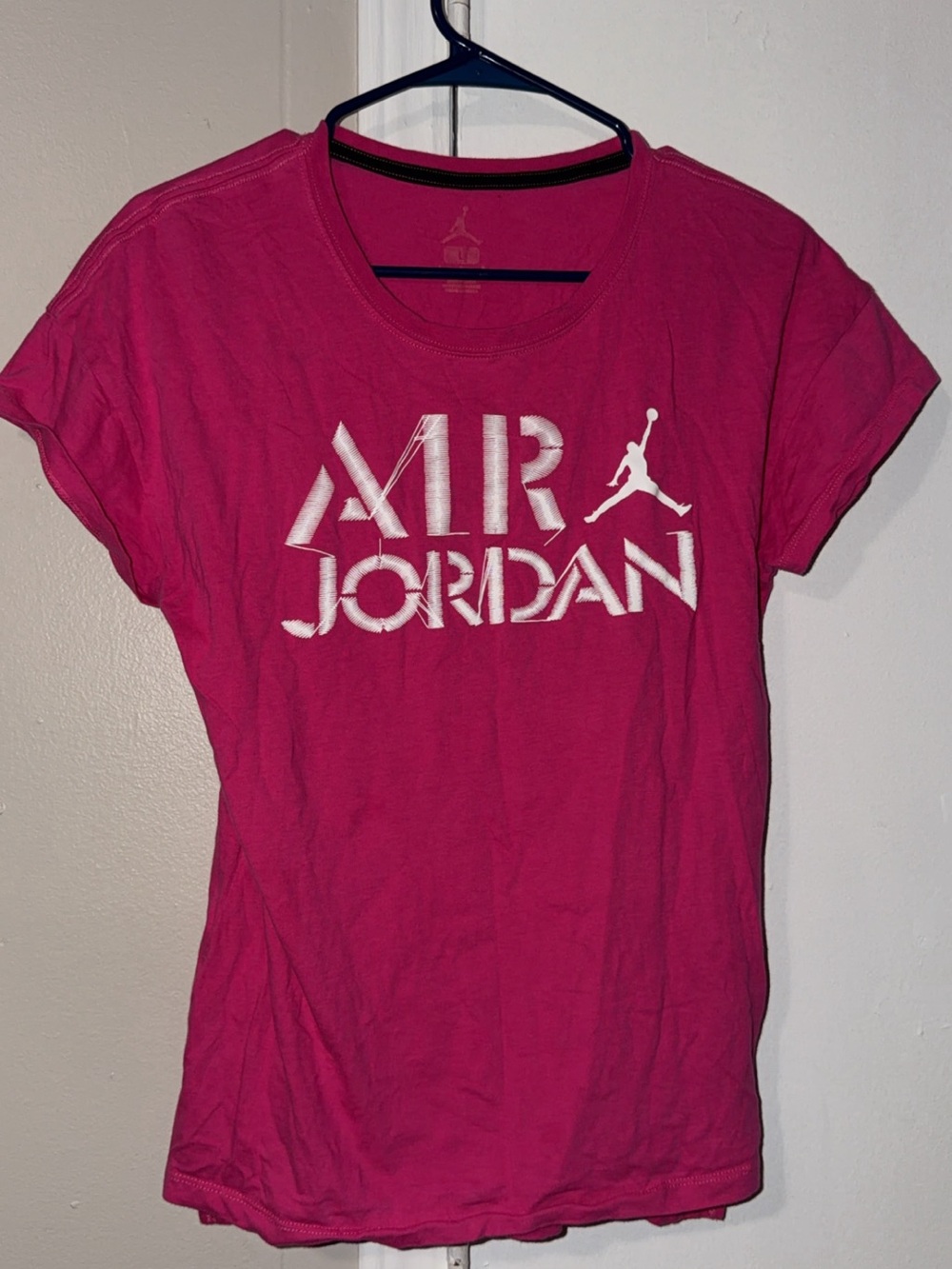 Large Jordan Hot Pink Crewneck Tee with White Jumpman